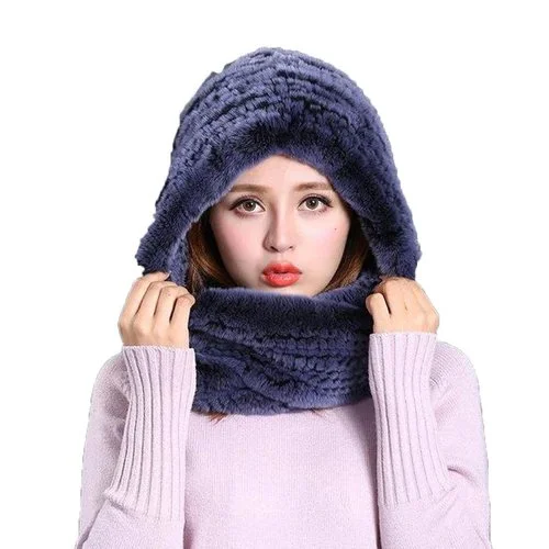 Rex Rabbit Fur Scarf –Infinity Scarf Hood Scarf for Women – Warm